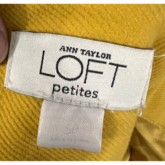 Ann Taylor Loft Mustard Yellow Preppy Double Breasted Academia Peacoat Jacket SP - Picture 2 of 9